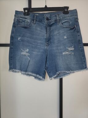 a.n.a Light Blue Distressed Frayed Hem Denim Shorts Size 14.
